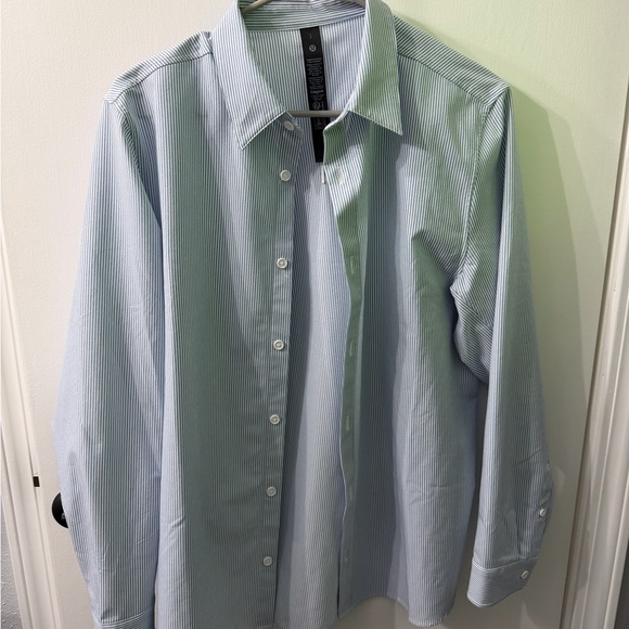 lululemon athletica Other - Lululemon Athletica Men's Inline Stripe White/Blue Striped Dress Shirt Small